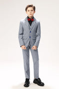 Cargar la imagen en la vista de la galería, Black-and-white Plaid Elegant 5 Piece Boys Suits
