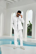 Load image into Gallery viewer, Seersucker Double Breasted Blazer Pants 2 Piece Men's Summer Suit
