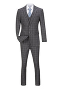 Cargar la imagen en la vista de la galería, Grey Plaid Men's 3 Piece Suits
