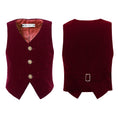 Charger l'image dans la visionneuse de la galerie, Burgundy Velvet 2 Piece Kids Boys' Vest and Pants Dress Suits Set
