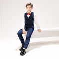 Load image into Gallery viewer, Blue Plaid Elegant 5 Piece Boys Suits
