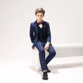 Load image into Gallery viewer, Navy Woolen Elegant 5 Piece Boys Suits
