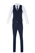 Load image into Gallery viewer, Blue Men's 3 Piece Suits ( Orange Plaid )
