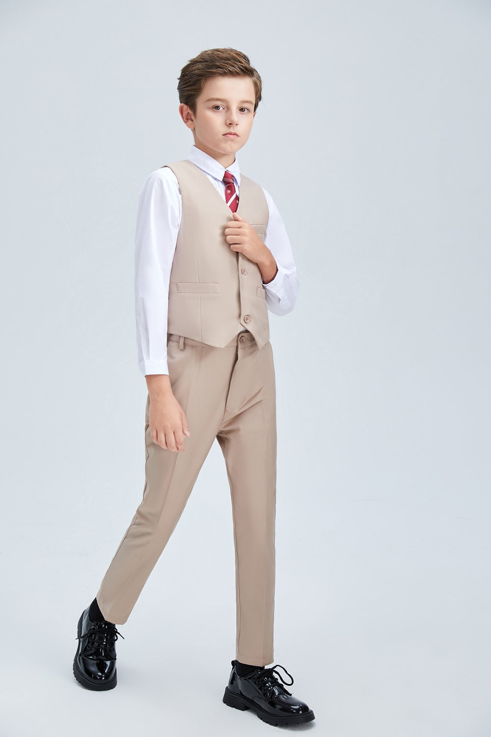 Champagne Classic 4 Piece Boys Suits With Vest+Pants+Shirt+Tie