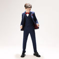 Load image into Gallery viewer, Navy Woolen Elegant 5 Piece Boys Suits
