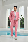 Bild in Galerie-Betrachter laden, Seersucker Double Breasted Blazer Pants 2 Piece Men's Summer Suit
