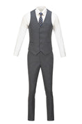 Load image into Gallery viewer, Grey Plaid Men's 3 Piece Slim Fit Suits
