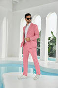 Charger l'image dans la visionneuse de la galerie, Seersucker Striped Blazer Pants 2 Piece Men's Summer Suit
