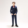 Load image into Gallery viewer, Navy Woolen Elegant 5 Piece Boys Suits
