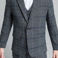 Charger l'image dans la visionneuse de la galerie, Dark Gray Plaid Fashion 5 Piece Boys Suits
