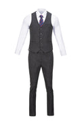 Load image into Gallery viewer, Black Plaid Men's 3 Piece Slim Fit Suits
