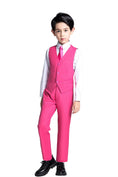 Load image into Gallery viewer, Pink Kid Boys Custom Fit Slim 4 Piece Boy's Formal Suits With Vest+Pants+Shirt+Tie
