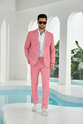 Cargar la imagen en la vista de la galería, Seersucker Striped Blazer Pants 2 Piece Men's Summer Suit
