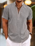 Charger l'image dans la visionneuse de la galerie, Men's Shirt Linen Shirt Popover Summer Beach Plain Henley Summer Casual Daily Shirt
