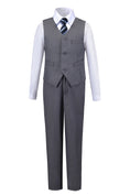 Charger l'image dans la visionneuse de la galerie, Grey 2 Piece Kids Boys' Vest and Pants Dress Suits Set
