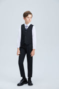 Charger l'image dans la visionneuse de la galerie, Black Formal Tuxedo 5 Piece Boys Suits
