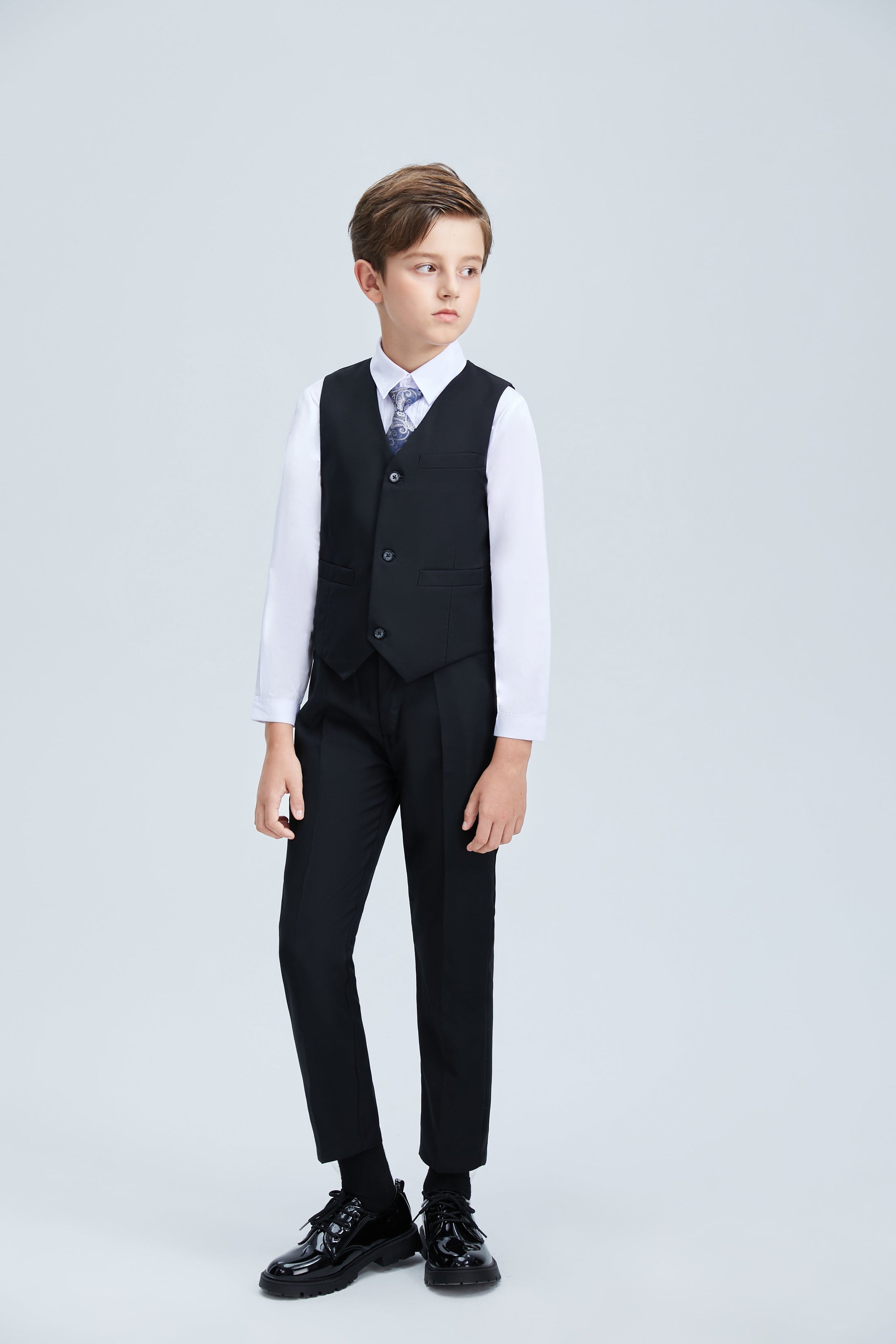 Black Formal Tuxedo 5 Piece Boys Suits