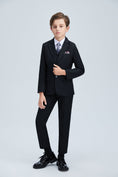 Charger l'image dans la visionneuse de la galerie, Black Formal Tuxedo 5 Piece Boys Suits
