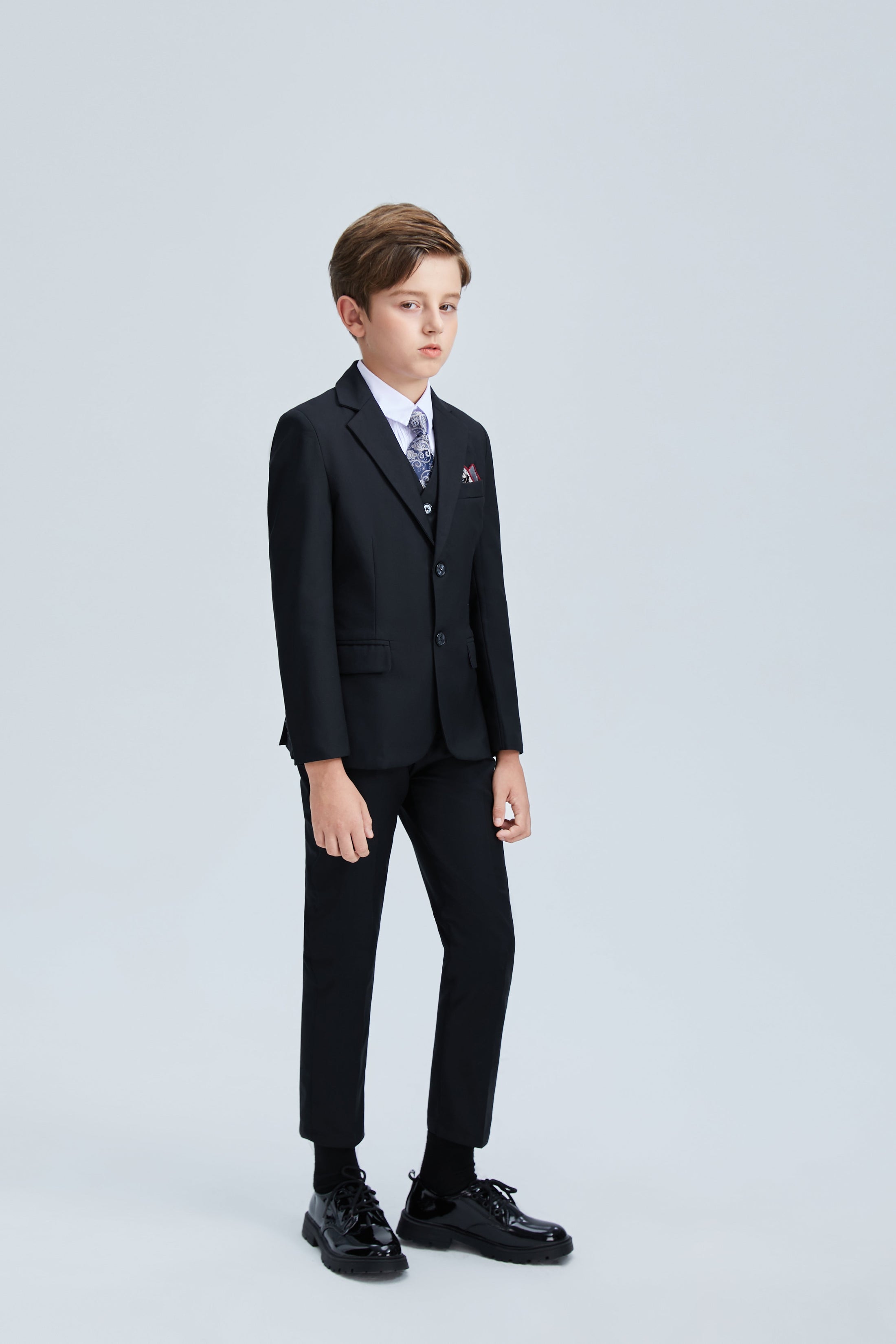 Black Formal Tuxedo 5 Piece Boys Suits