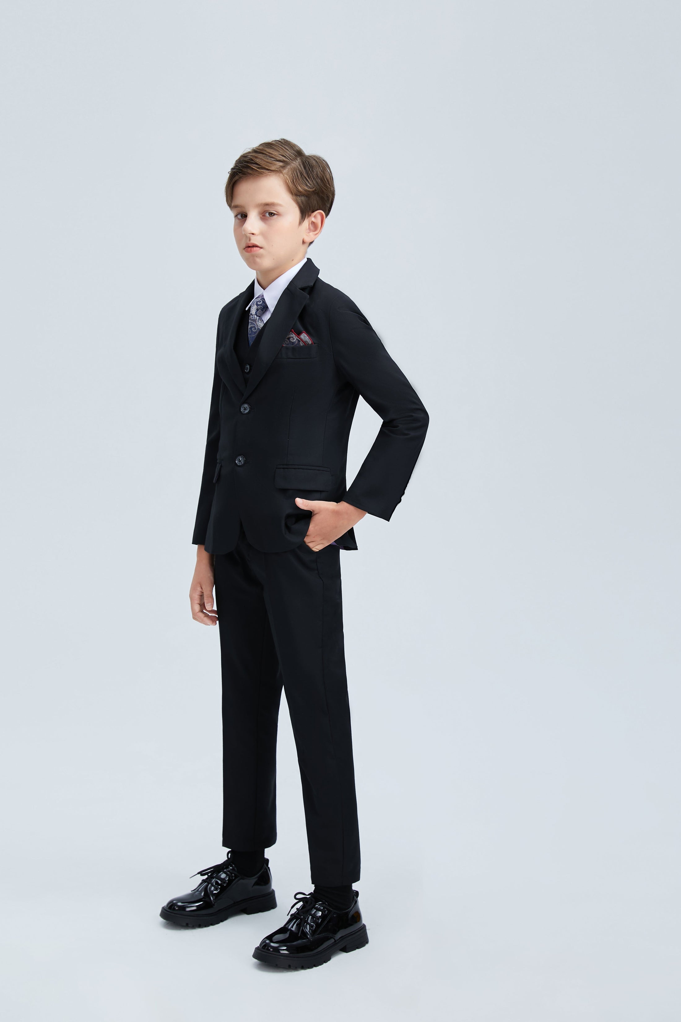 Black Formal Tuxedo 5 Piece Boys Suits