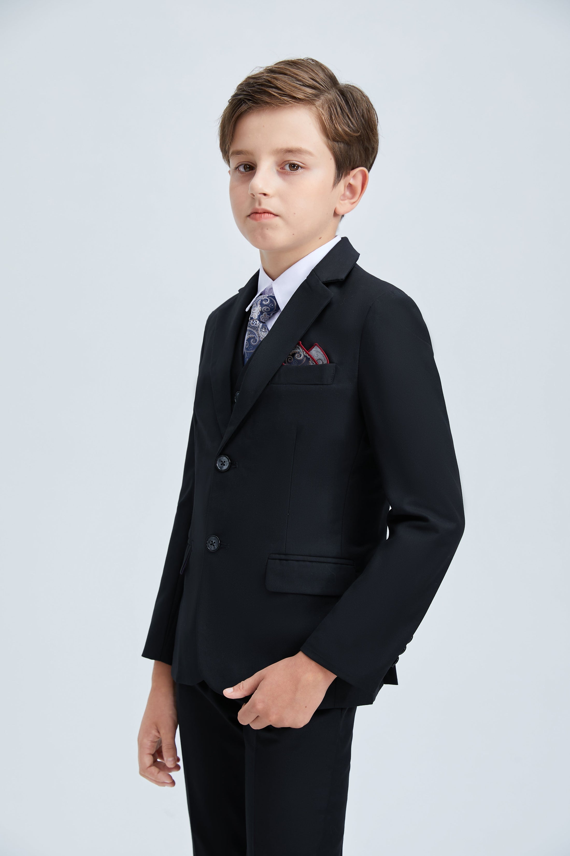 Black Formal Tuxedo 5 Piece Boys Suits