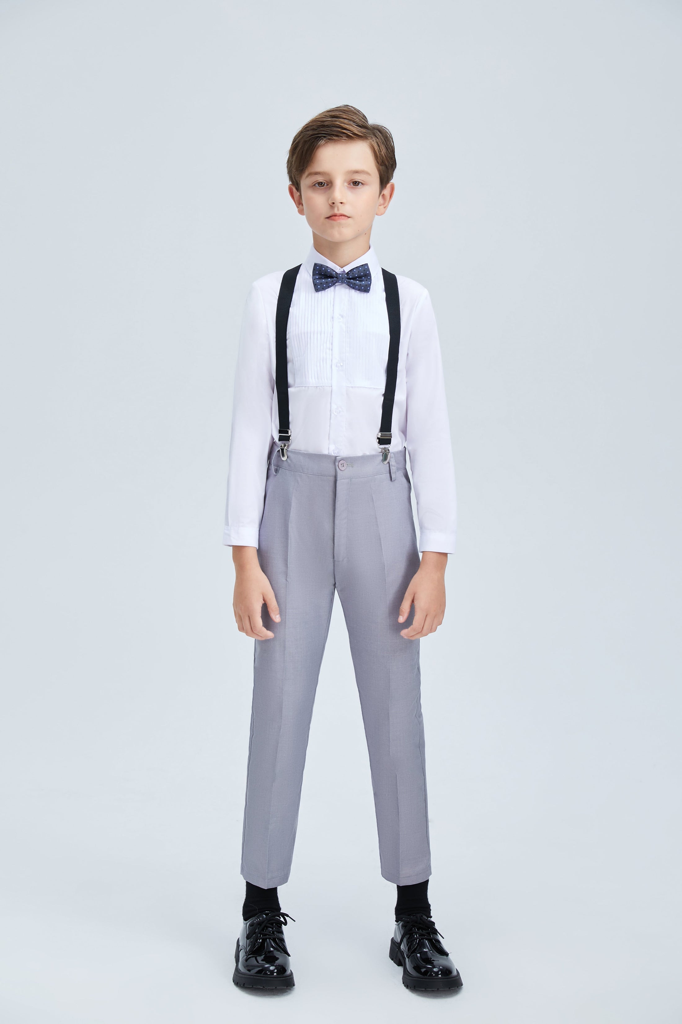 Light Grey Formal Classic Suits Set 5 Piece Boys Suits