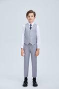 Load image into Gallery viewer, Light Grey Classic 4 Piece Boy's Formal Suits With Vest+Pants+Shirt+Tie
