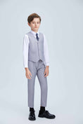 Bild in Galerie-Betrachter laden, Light Grey Formal Classic Suits Set 5 Piece Boys Suits
