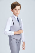 Load image into Gallery viewer, Light Grey Classic 4 Piece Boy's Formal Suits With Vest+Pants+Shirt+Tie
