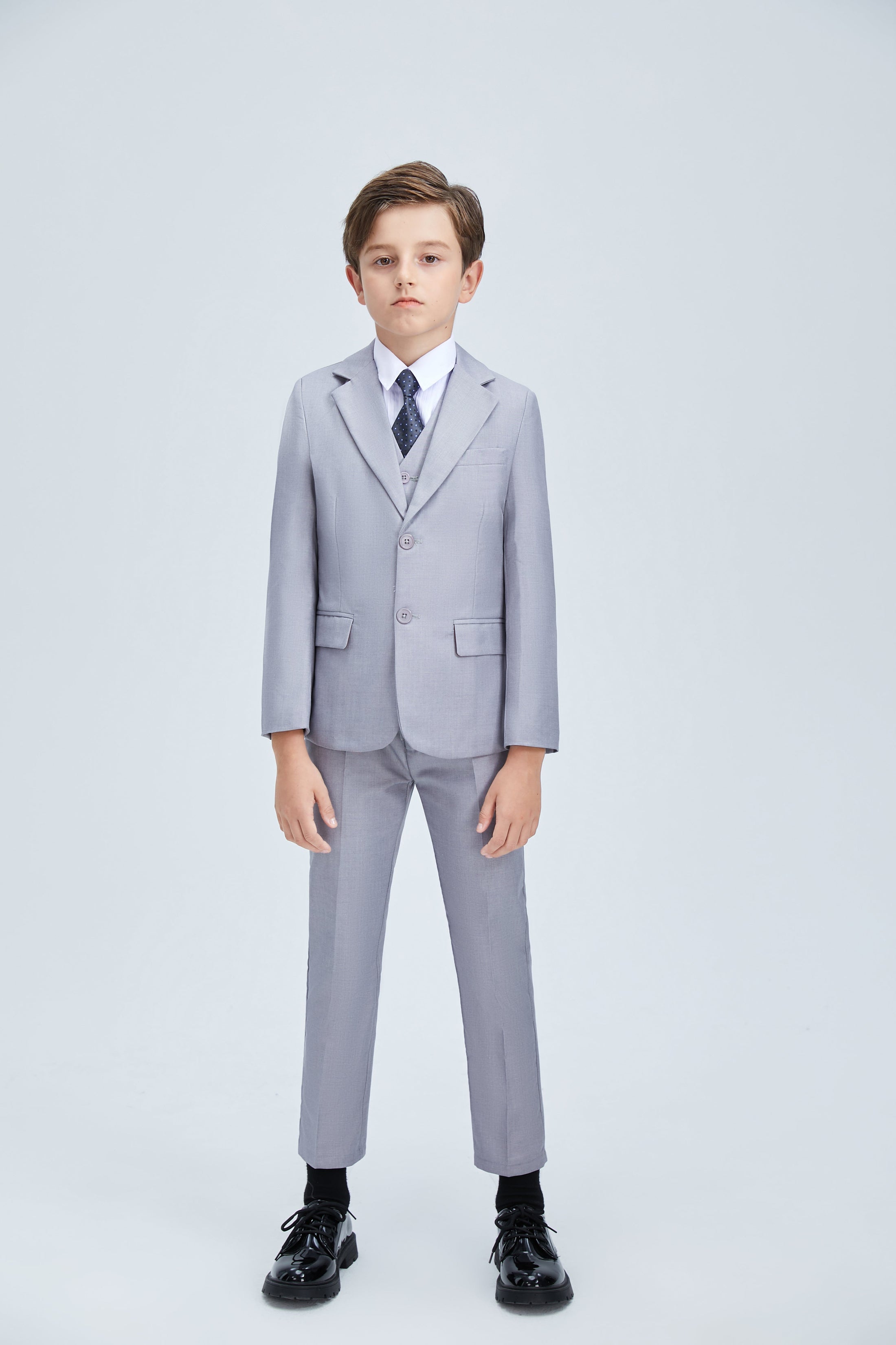 Light Grey Formal Classic Suits Set 5 Piece Boys Suits