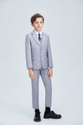 Cargar la imagen en la vista de la galería, Light Grey Formal Classic Suits Set 5 Piece Boys Suits
