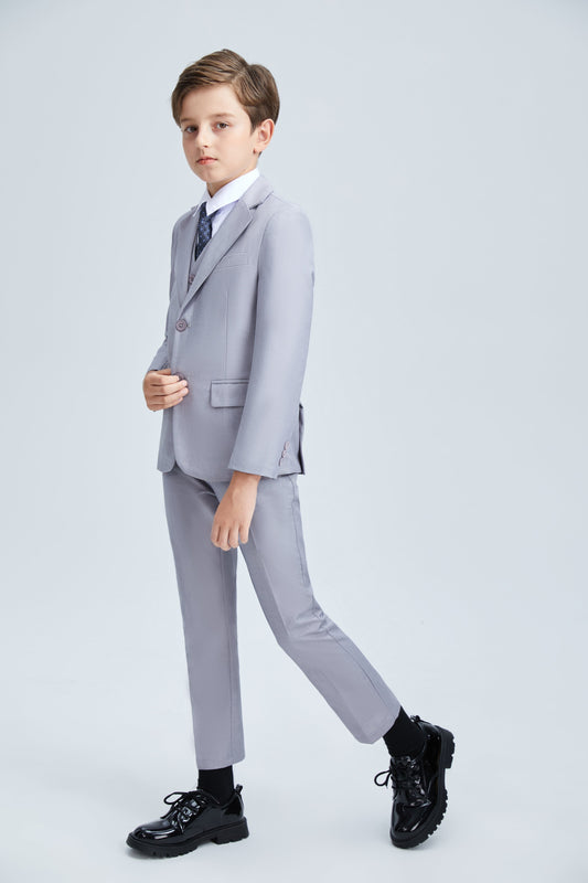 Light Grey Formal Classic Suits Set 5 Piece Boys Suits