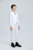 Charger l'image dans la visionneuse de la galerie, White Slim 4 Piece Boy's Formal Suits With Vest+Pants+Shirt+Tie
