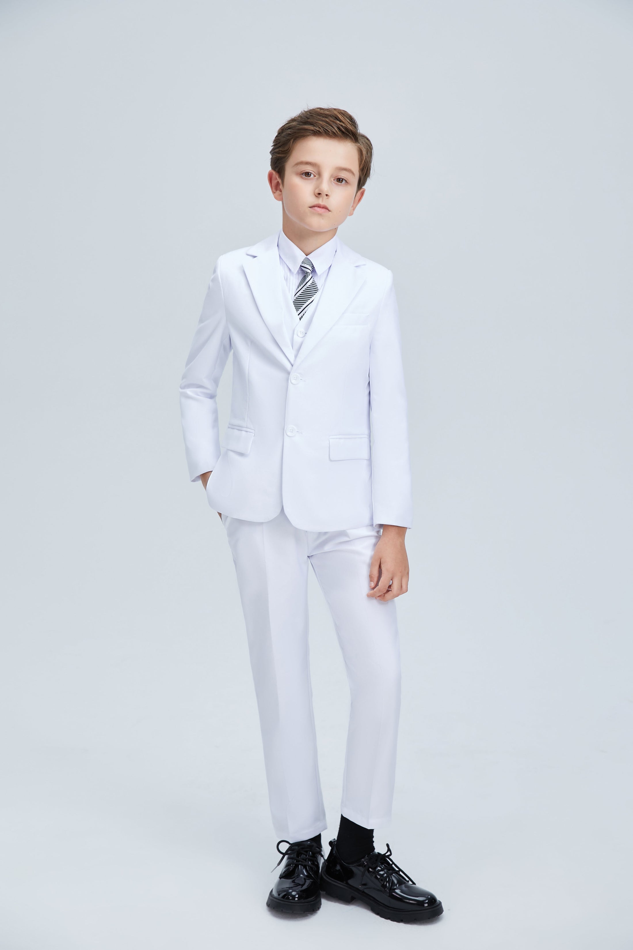 White Tuxedo 5 Piece Boys Suits