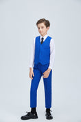 Bild in Galerie-Betrachter laden, Royal Blue Fit Slim 4 Piece Boy's Formal Suits With Vest+Pants+Shirt+Tie
