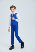 Bild in Galerie-Betrachter laden, Royal Blue Fit Slim 4 Piece Boy's Formal Suits With Vest+Pants+Shirt+Tie
