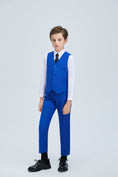 Load image into Gallery viewer, Royal Blue Fit Slim 4 Piece Boy's Formal Suits With Vest+Pants+Shirt+Tie
