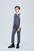 Load image into Gallery viewer, Grey Formal Classic 4 Piece Boy's Formal Suits With Vest+Pants+Shirt+Tie
