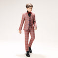 Load image into Gallery viewer, Red Plaid Elegant 5 Piece Boys Suits
