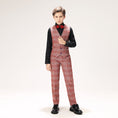 Load image into Gallery viewer, Red Plaid Elegant 5 Piece Boys Suits
