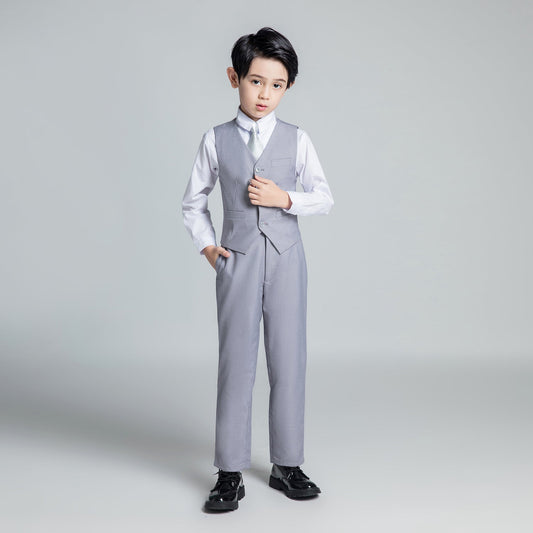 Light Grey Formal Classic 5 Piece Boys Suits