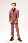 Load image into Gallery viewer, Red Plaid Elegant 5 Piece Boys Suits
