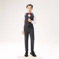 Load image into Gallery viewer, Grey Woolen Elegant 5 Piece Boys Suits
