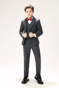 Load image into Gallery viewer, Grey Woolen Elegant 5 Piece Boys Suits
