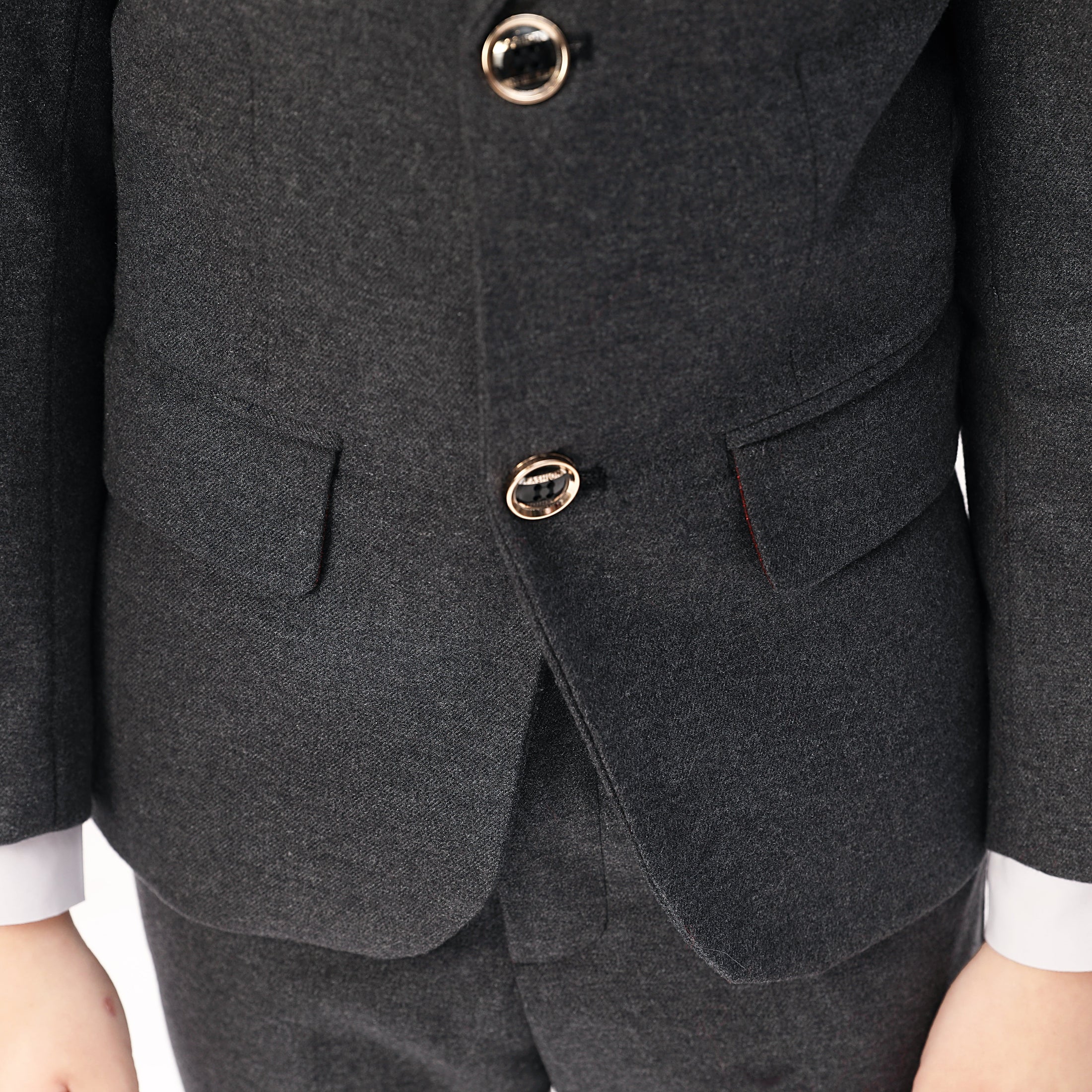 Grey Woolen Elegant 5 Piece Boys Suits