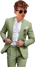 Cargar la imagen en la vista de la galería, Summer Casual Linen peaked lapel 2 Piece Boys Suit
