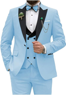 Double Breasted Slim Fit 3 Piece Men's Suit