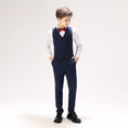 Bild in Galerie-Betrachter laden, Navy Fit Slim 4 Piece Boy's Formal Suits With Vest+Pants+Shirt+Tie
