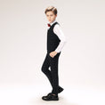 Load image into Gallery viewer, Navy Plaid Elegant 5 Piece Boys Suits
