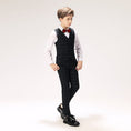 Load image into Gallery viewer, Navy Plaid Elegant 5 Piece Boys Suits
